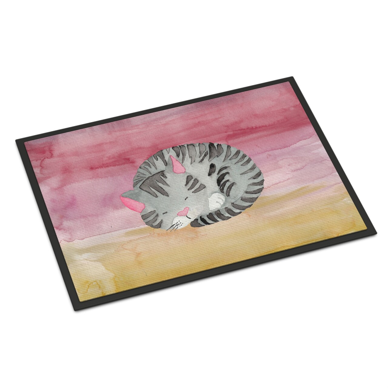 "Caroline's Treasures Sleeping Grey Cat Watercolor Doormat, 18""H x 27""W, Multicolor"